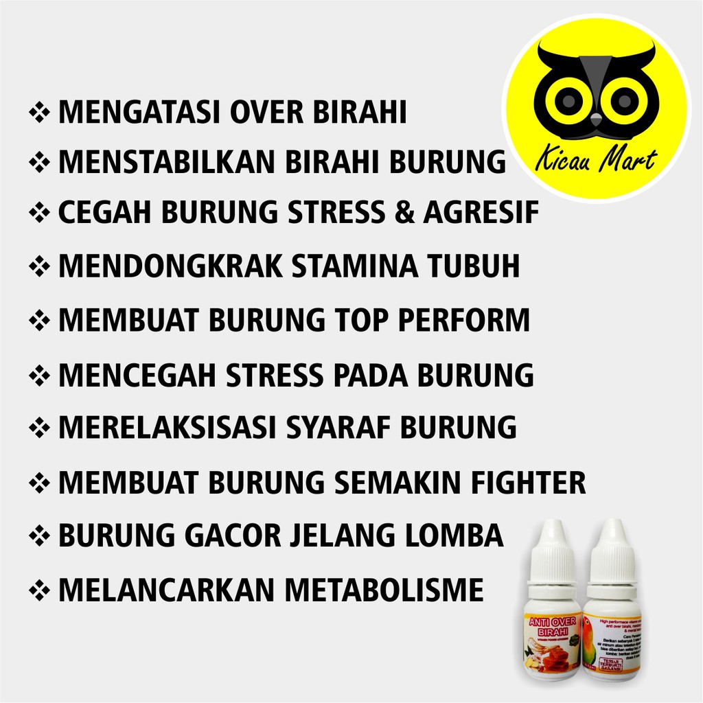 VITAMIN OBAT AGRESIF BURUNG LOVEBIRD JUARA LOMBA NGEKEK KONSLET ANTI OVER BIRAHI SEMPATI 10 ML ANOVER