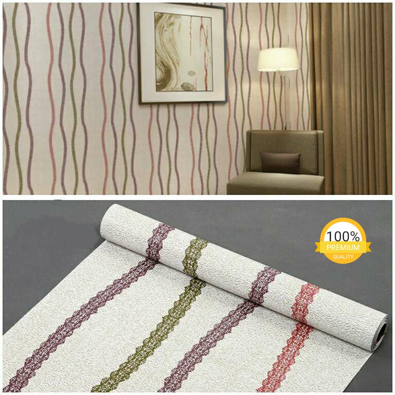 Wallpaper Sticker Dinding Grosir Murah coklat garis garis sulur ungu