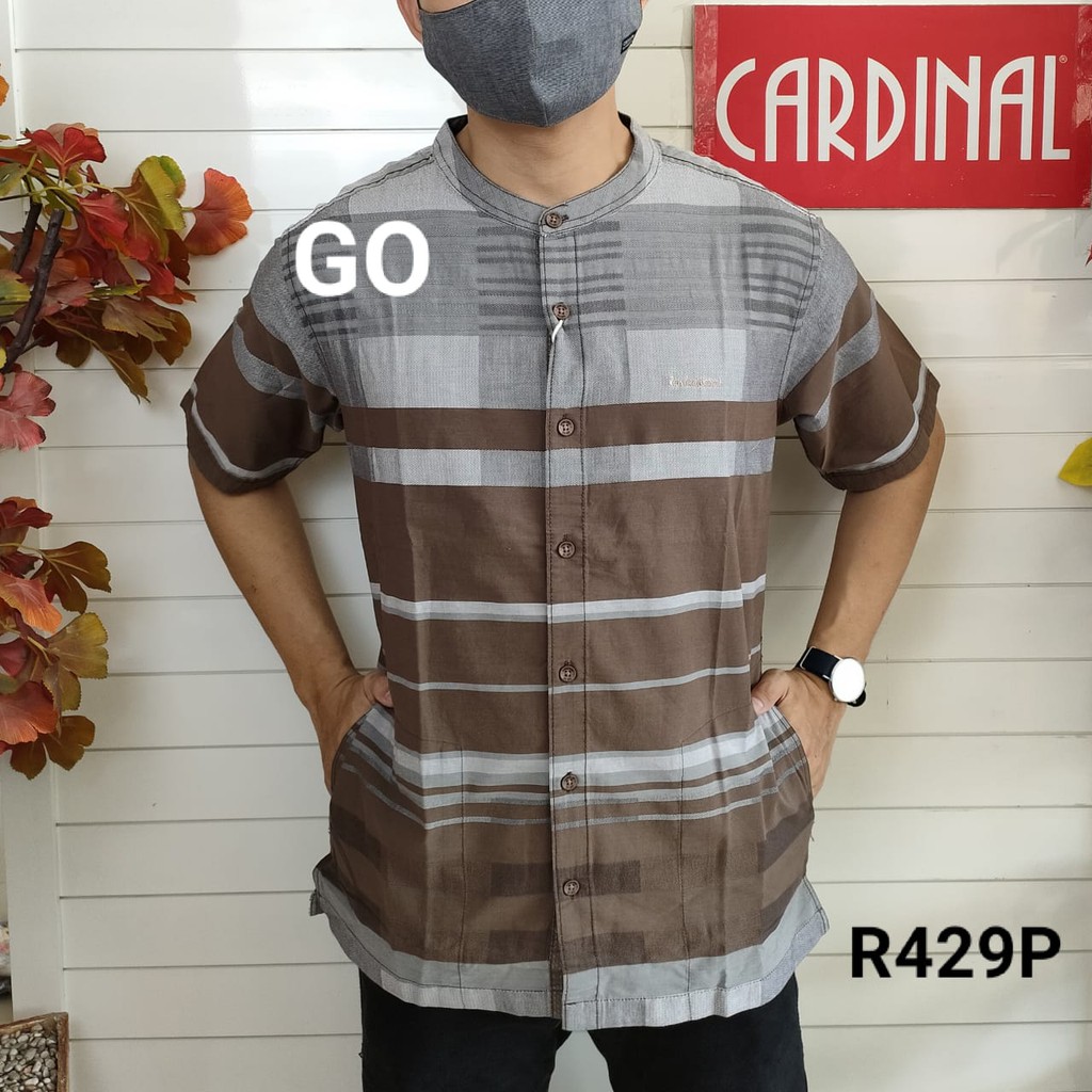 gof M-L CARDINAL KEMEJA KOKO Taqwa Pakaian Pria Original Baju Muslim Salur Lengan Pendek TCR