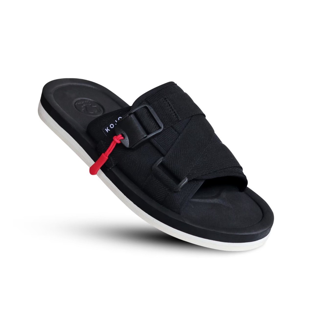 SERIZAWA BLACK ORIGINAL x KOJO Sandal Casual Hitam Pria Sendal Slide Jalan Santai Harian Slippers Hangout Main Kondangan Kado Lebaran Slop Karet Slip On Remaja Dewasa Selop Kerja Formal Premium Strap Flip Flop Sport Fashion Footwear Keren Terbaru Kekinian