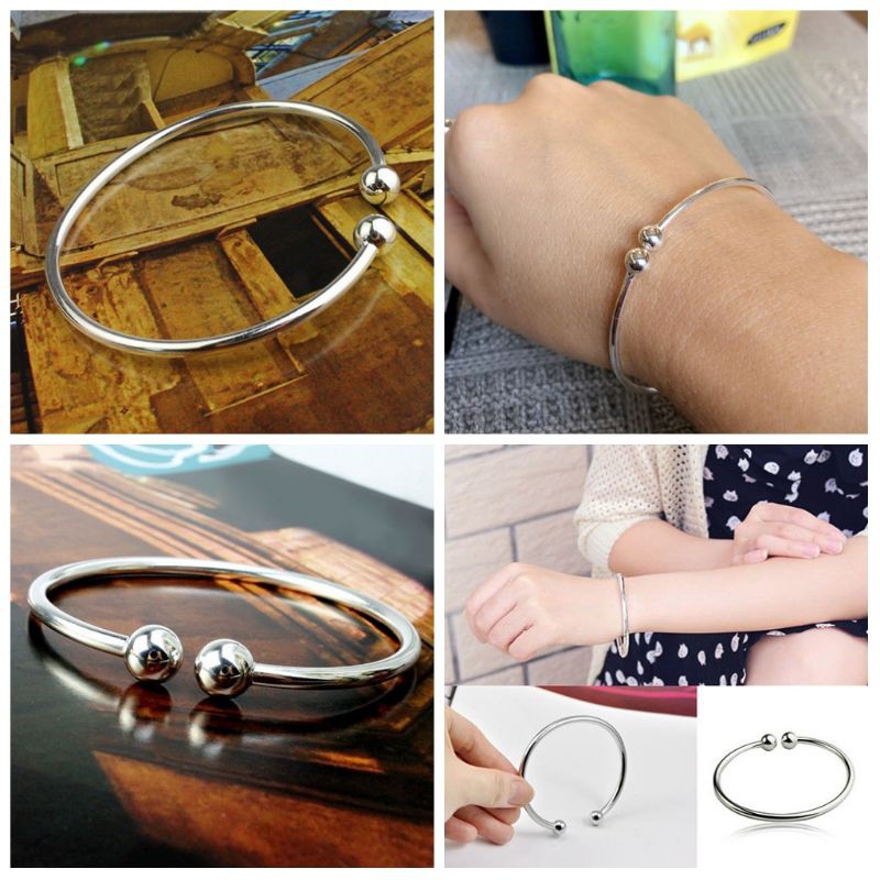 Gelang anti karat cewek cowok titanium baja besi putih terbaru