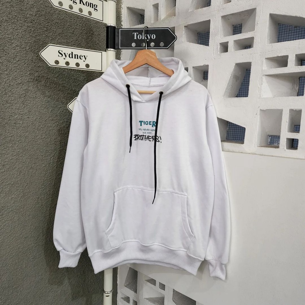 TIGER BROTHERS Hoodie Sweater Oversize | Jacket Cowo Basic Keren Fashion Terkini Korean Style