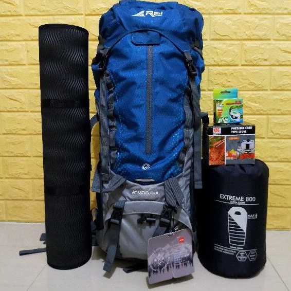 Paket Lengkap Carrier Rei Atmos 60+5L / Tas Gunung / Tas Ransel