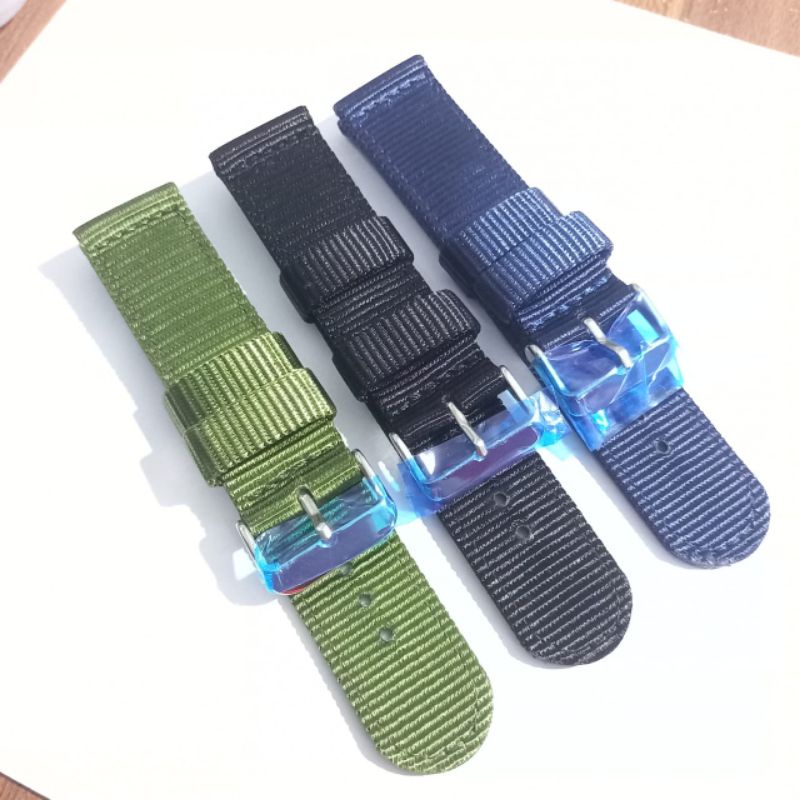 strap jam tangan nylon original buckle stenlis ukuran 20mm-22mm-24mm grosir strap jam tangan kanvas