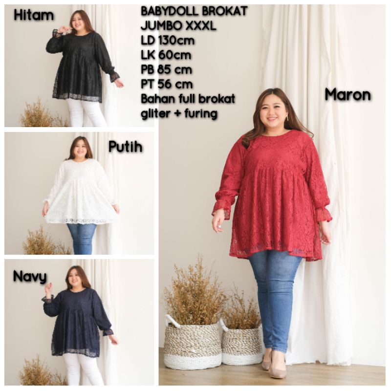 Baju atasan jumbo brukat wanita xxxl ld 130 blouse burkat