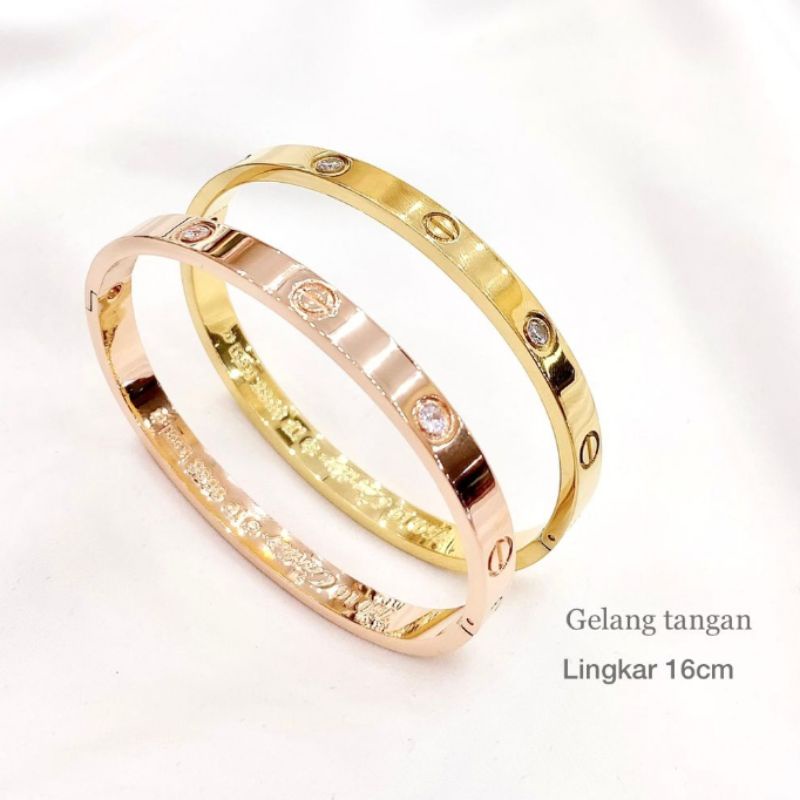 Gelang Titanium asli Premium Quality Kilau anti karat Bracelet Stainless Steel Branded Band T008