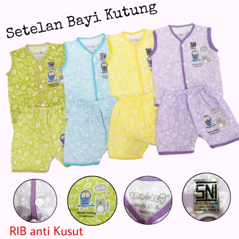 2Pc Baju Bayi NewBorn Setelan Pendek Kutung Panjang SNI Bayi 0-3 Bulan Baru Lahir  TROLEY