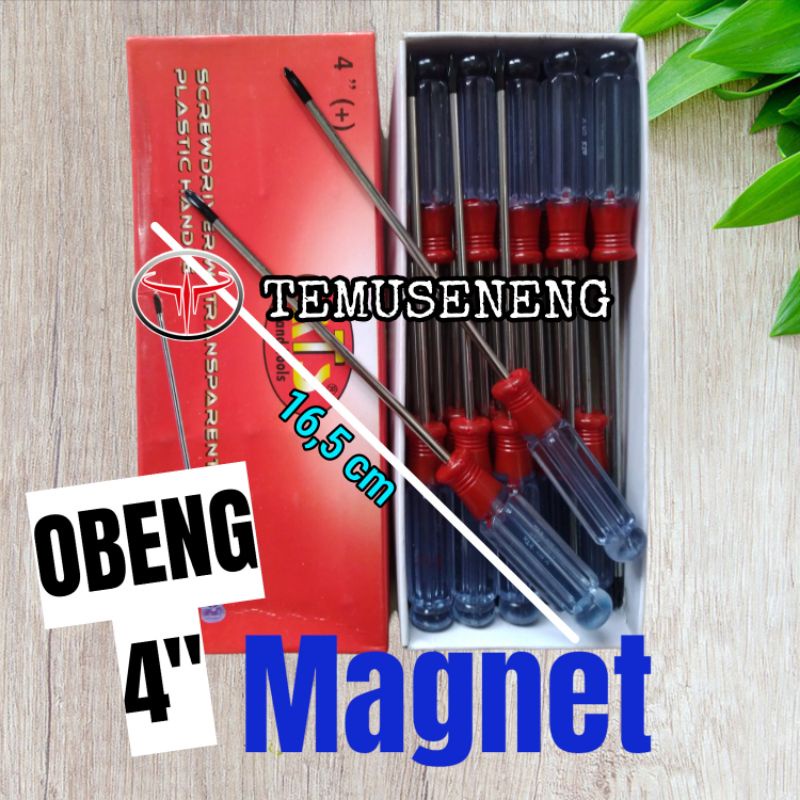 Obeng Bening 4 Inch 4&quot; Ujung Plus Ada Magnet Obeng Kembang Murah Untuk Hp Laptop