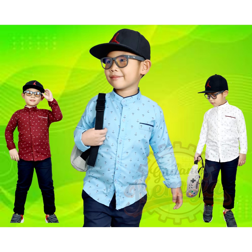 KEMEJA KOKO ANAK LAKI LAKI / HEM KIDS MOTIF JANGKAR - KEMEJA KOKO - FASHION ANAK