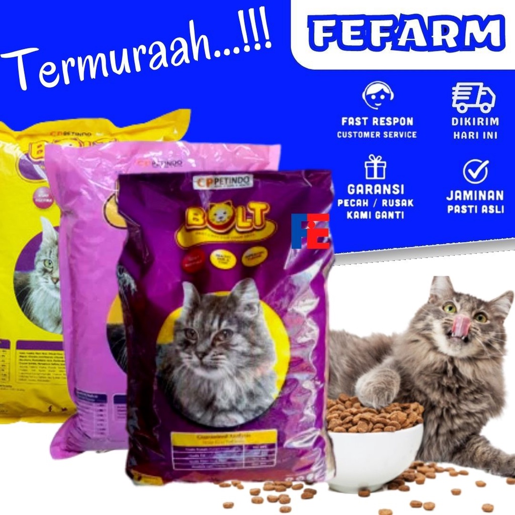 Pakan Kucing BOLT Cat Food Dry Food Freshpack FEFARM