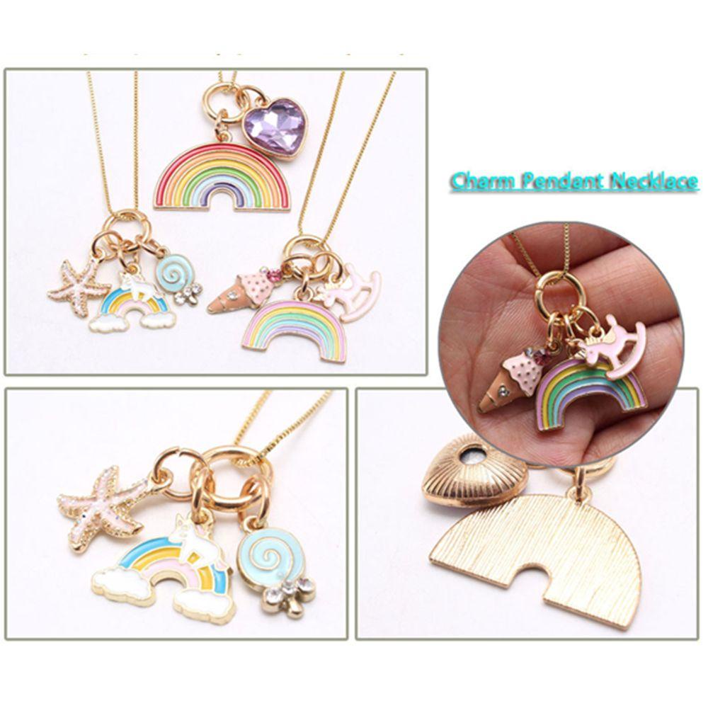 Lily Kids Jewelry BFF Unisex Ice Cream Pendent Rainbow Kalung Pria Wanita Kalung Persahabatan