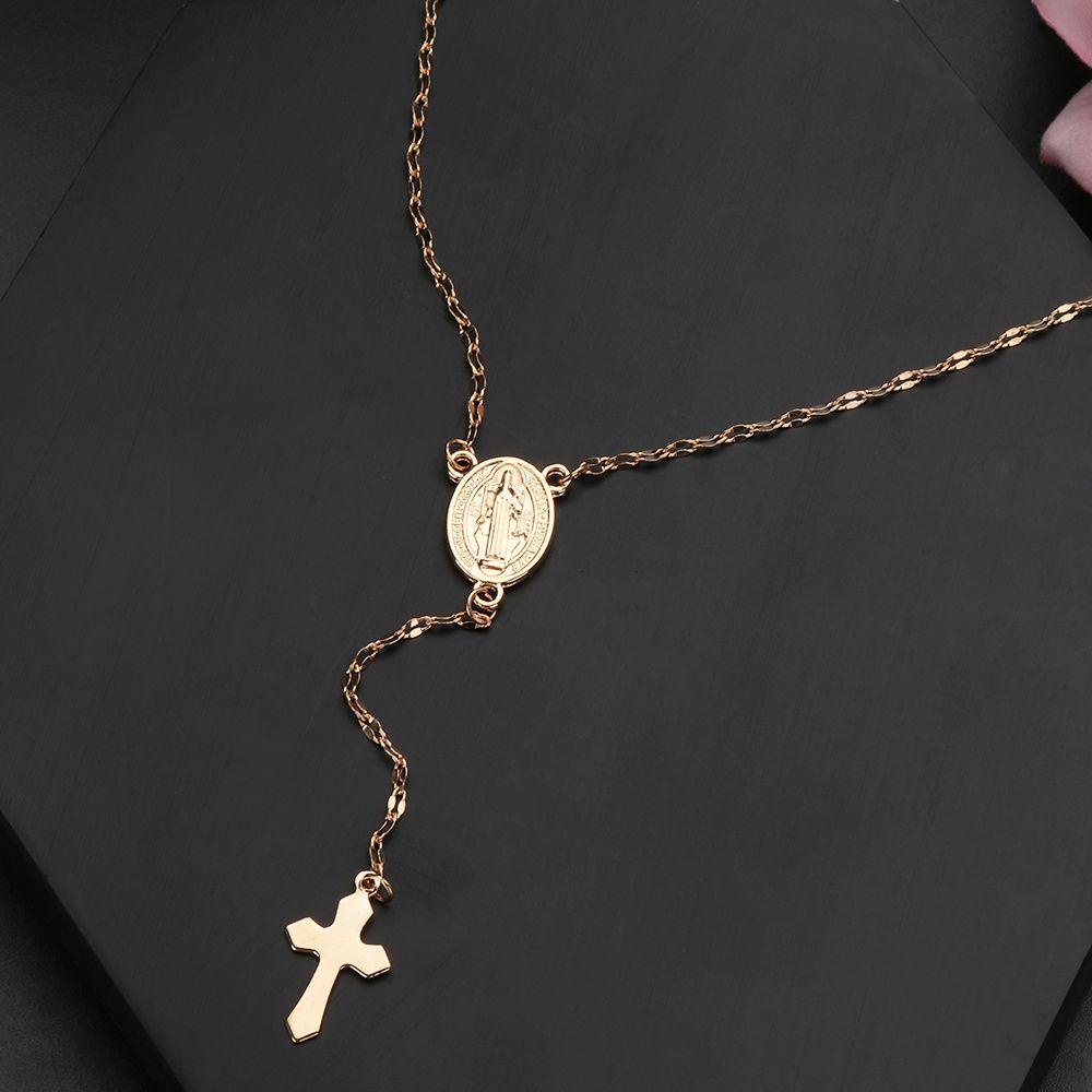 Lily Kalung Salib Elegan Wanita Perhiasan Hadiah The Virgin Mary