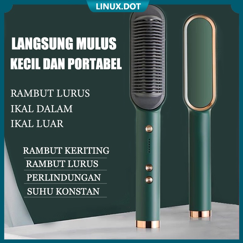 Sisir Pelurus Ion Negatif 2 in 1 Pengeriting Rambut Multifungsi