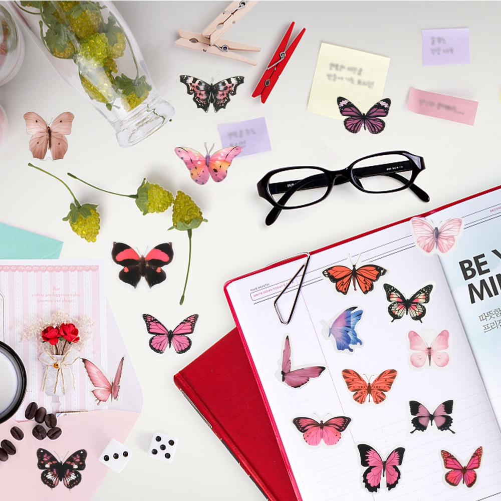 Butterfly Stiker Motif Kupu-Kupu Anti Air Untuk Dekorasi Diary DIY Butterfly