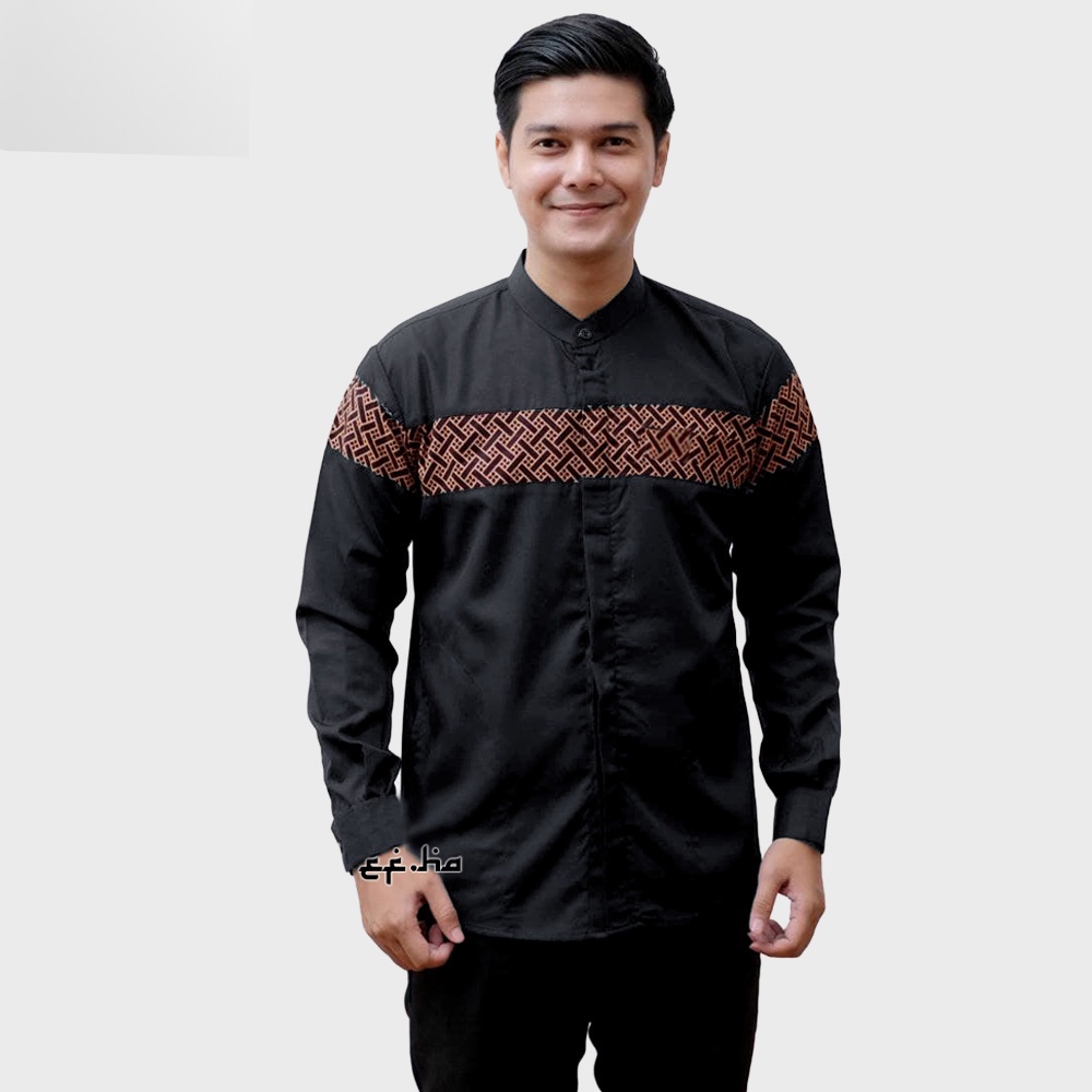 Alkhalis Baju koko Lengan Panjang Motif Batik Bata