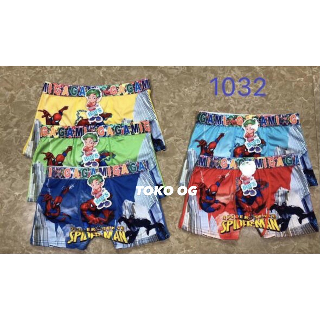 BOXER ANAK COWOK IMPORT KARET BESAR MURAH SUPERHERO CARS AVENGERS SEGIEMPAT SPIDERMAN BATMAN