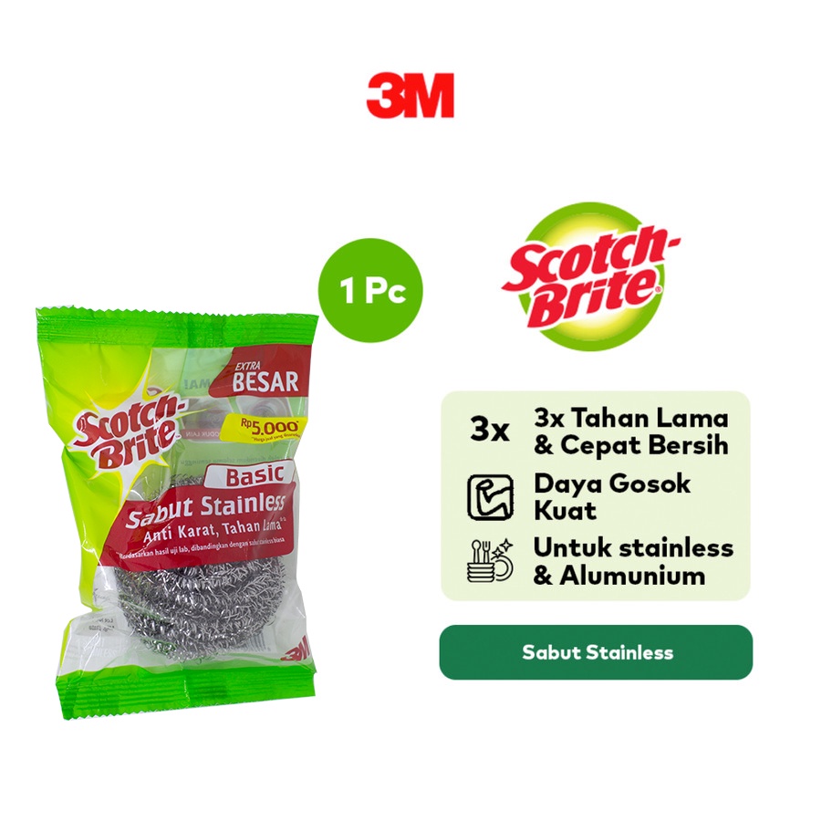 Ktmstore Scotch-Brite 3M Sabut Cuci Panci Stainless Basic Anti Karat ID-T58