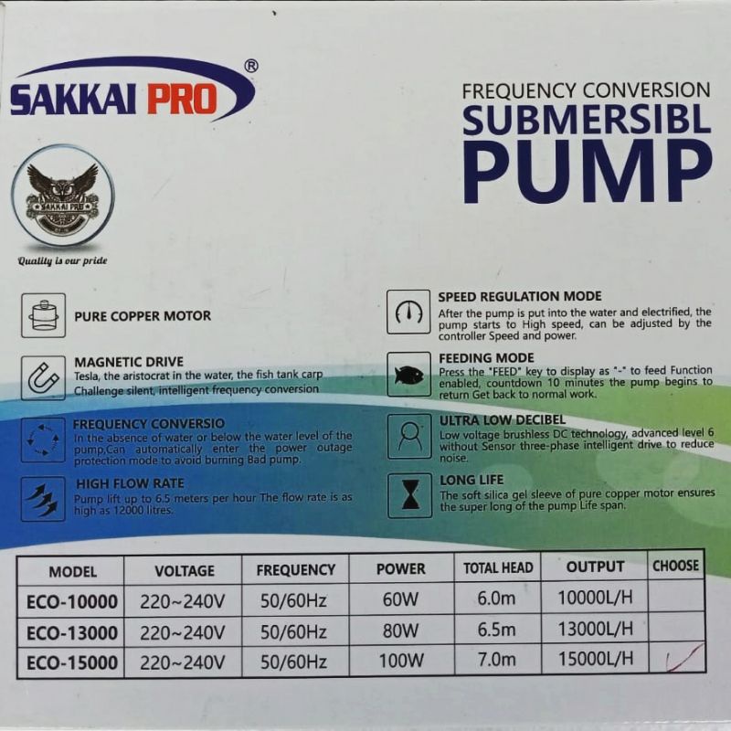 pompa 15000 Liter SAKKAI PRO ECO 15000 lph mesin submersible water pump kolam