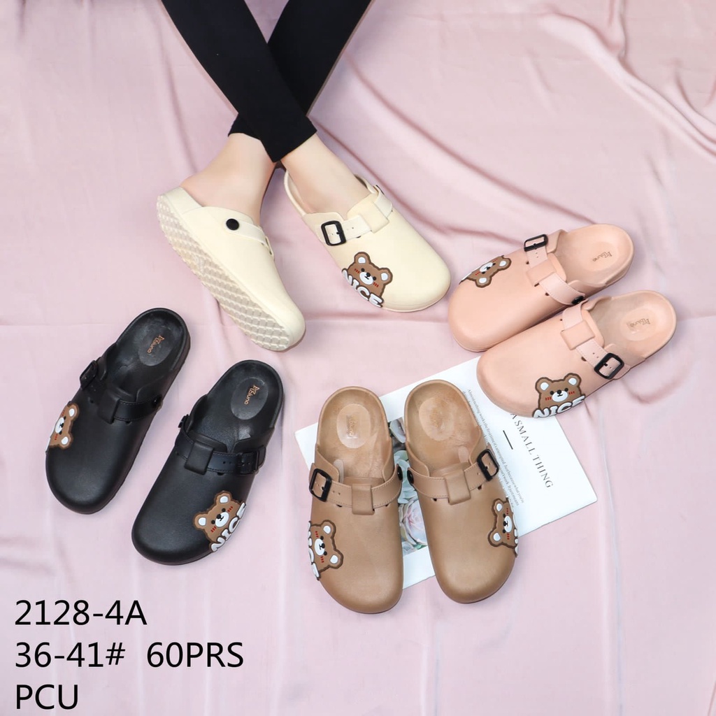 Sandal Slip On Wanita Bapau Karakter Line Brown &amp; Nice Bear Korean Style Winola Collection WNL 2128-A4