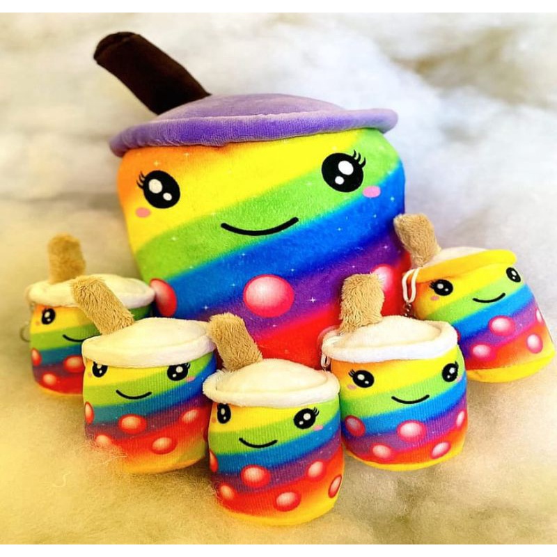 Boneka Boba Milk Tea Beranak LED Boneka Boba Beranak Lucu Mewah Anak 5 Induk 1 Bahan