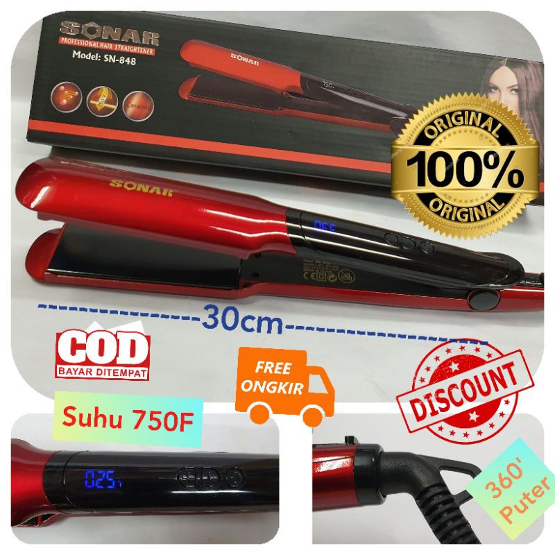 Catokan rambut Murah sonar sn848 Alat catok Terbagus dan catok 2in1 Curly Kriting Lurus Rebonding