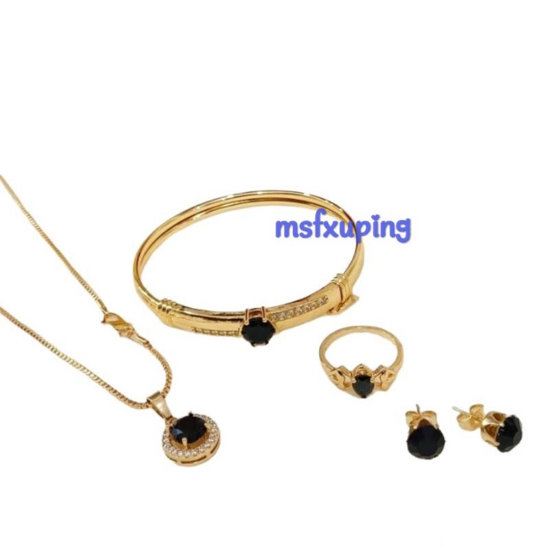 Set perhiasan xuping batu permata zircon lapis emas S0124