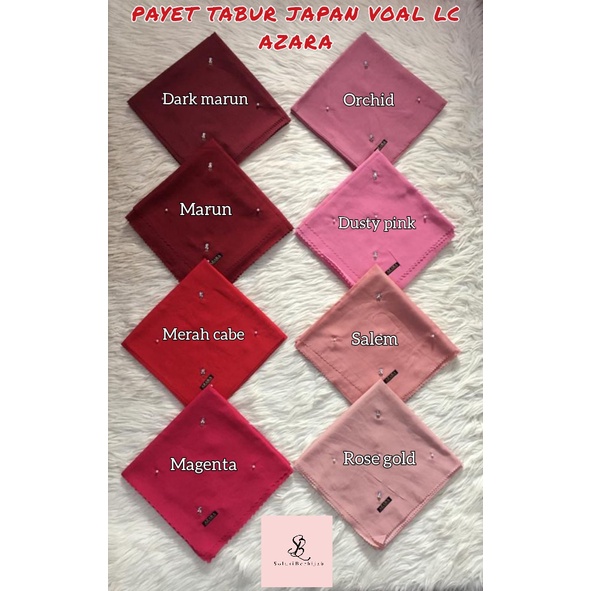 HIJAB PAYET TABUR JAPAN VOAL AZARA Laser CUT Hijab Payet Mutiara Premium Jilbab Segiempat Scarf-3