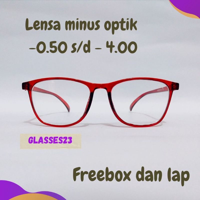 COD... Kacamata MINUS Rabun Jauh Frame Kotak Ukuran dari -0.50 s/d -4.00 Vintage Style Korean Free box &amp; lap