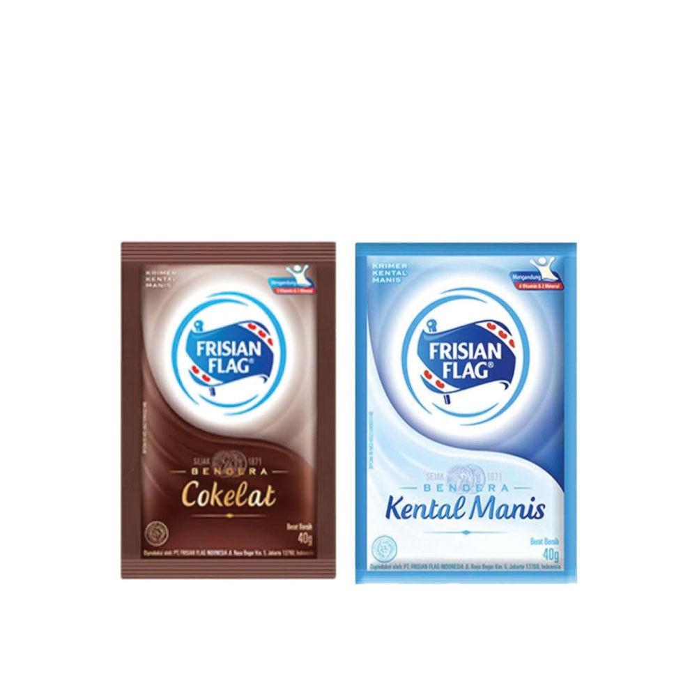 

FRISIAN FLAG SUSU BENDERA KENTAL MANIS PUTIH COKLAT SACHET (PCS)