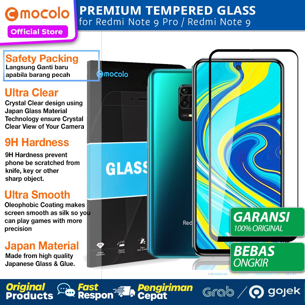 Tempered Glass Redmi Note 9 Pro / Note 9 / 9 Mocolo Full TG