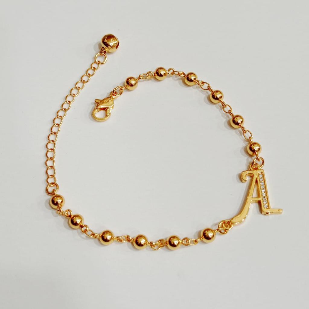 Kenten Acc - Gelang Tangan Emas Perhiasan Wanita Letter A