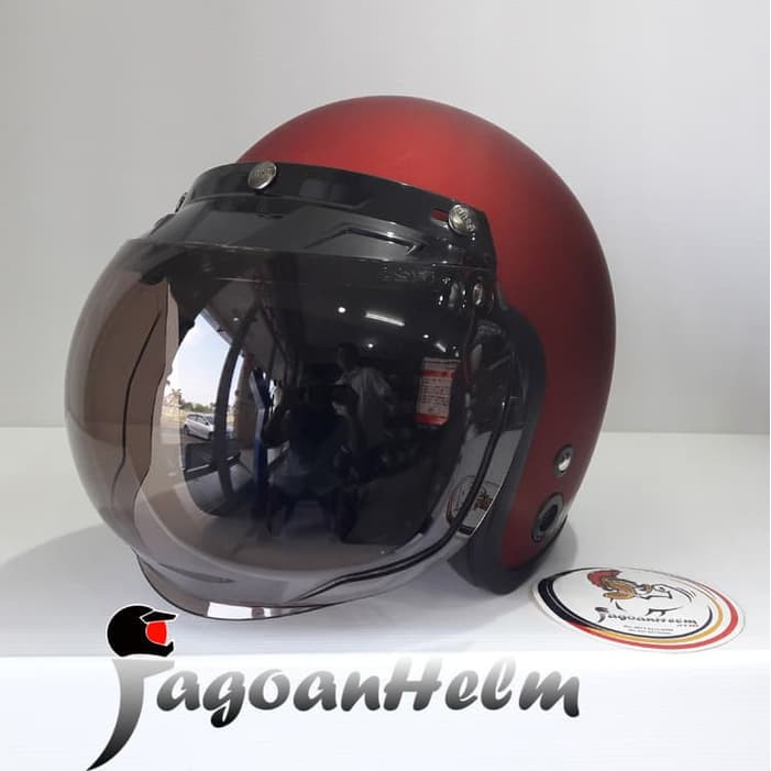 MVSTAR HELM RETRO SOLID | RED DOFF | OSBE CEMBUNG Model BOGO