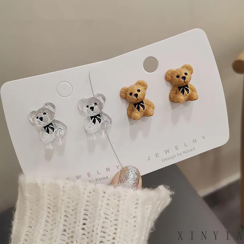 Anting Bentuk Beruang Bahan Resin Untuk Wanita