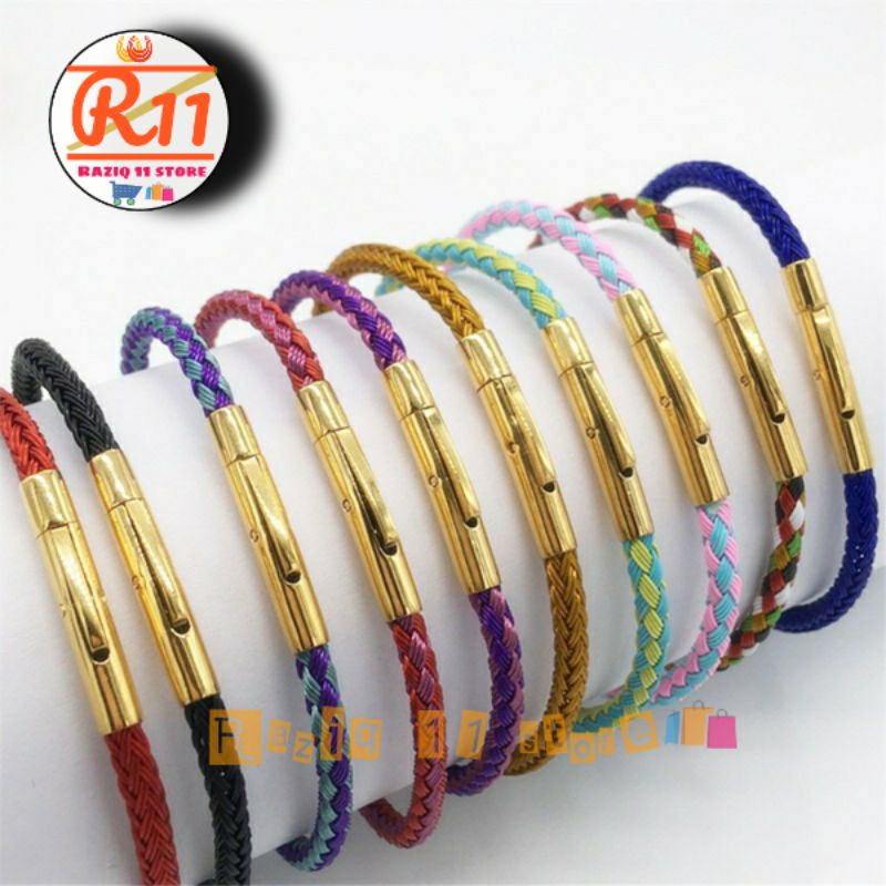 Gelang Tali Kawat Anti Air Waterproof Untuk Charm Liontin Emas Model Klik