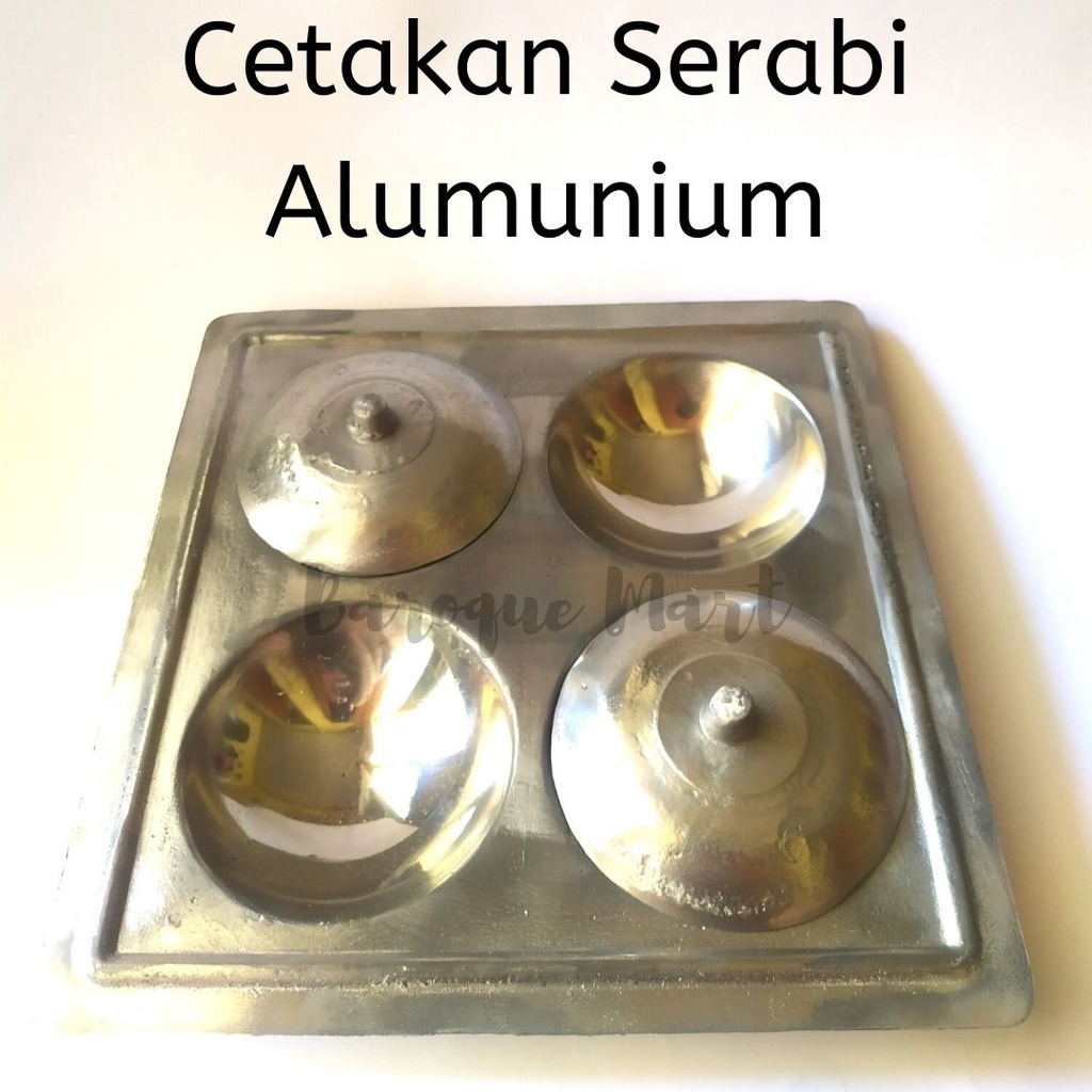 Cetakan Serabi Anti Lengket 4 Lubang Murah Alumunium Surabi Solo Bandung Tebal Plus Tutup Wajan