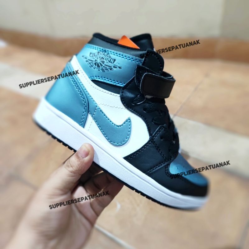 sepatu sneakers anak kids cewek cowok nike air jordan 1 high chameleon biru 31-35