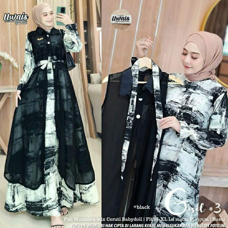 Gamis Gisel one set Monalisa Long Cardi