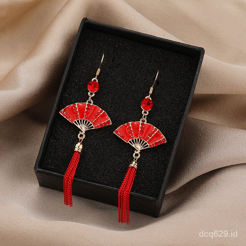 Anting Import cina motif kipas cina / Anting Sangjit / Anting imlek / Anting CNY 2024 / Anting weddi