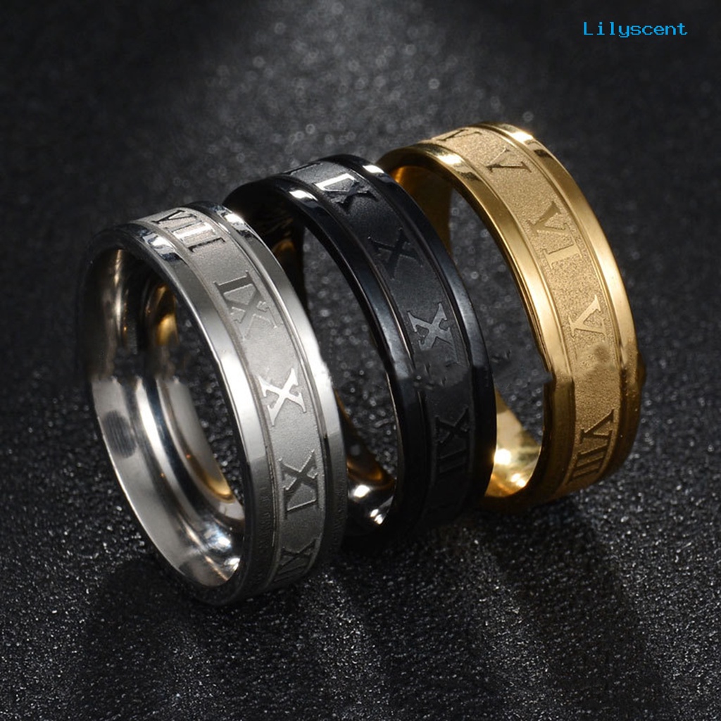 Ls Cincin Bahan Stainless Steel Desain Angka Romawi Gaya Simple Untuk Pria