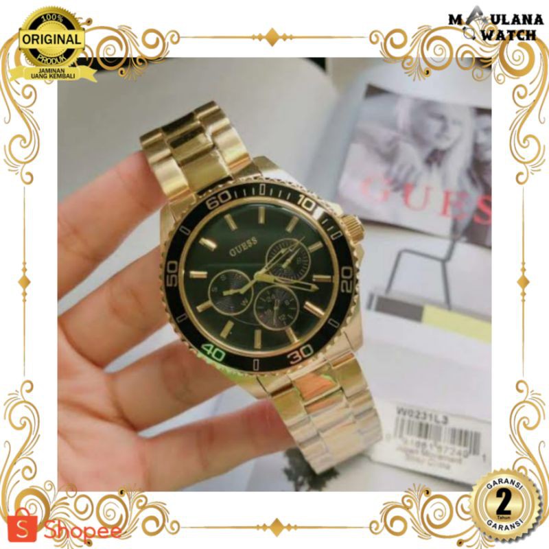 JAM TANGAN PRIA WANITA | RANTAI | KULIT | KARET | MURAH | PRIA ORIGINAL [GUESS W0231L3] PAPER BAG