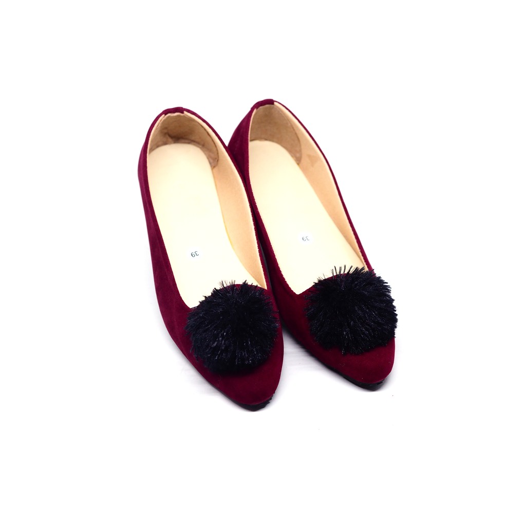 Flatshoes Pompom Suede