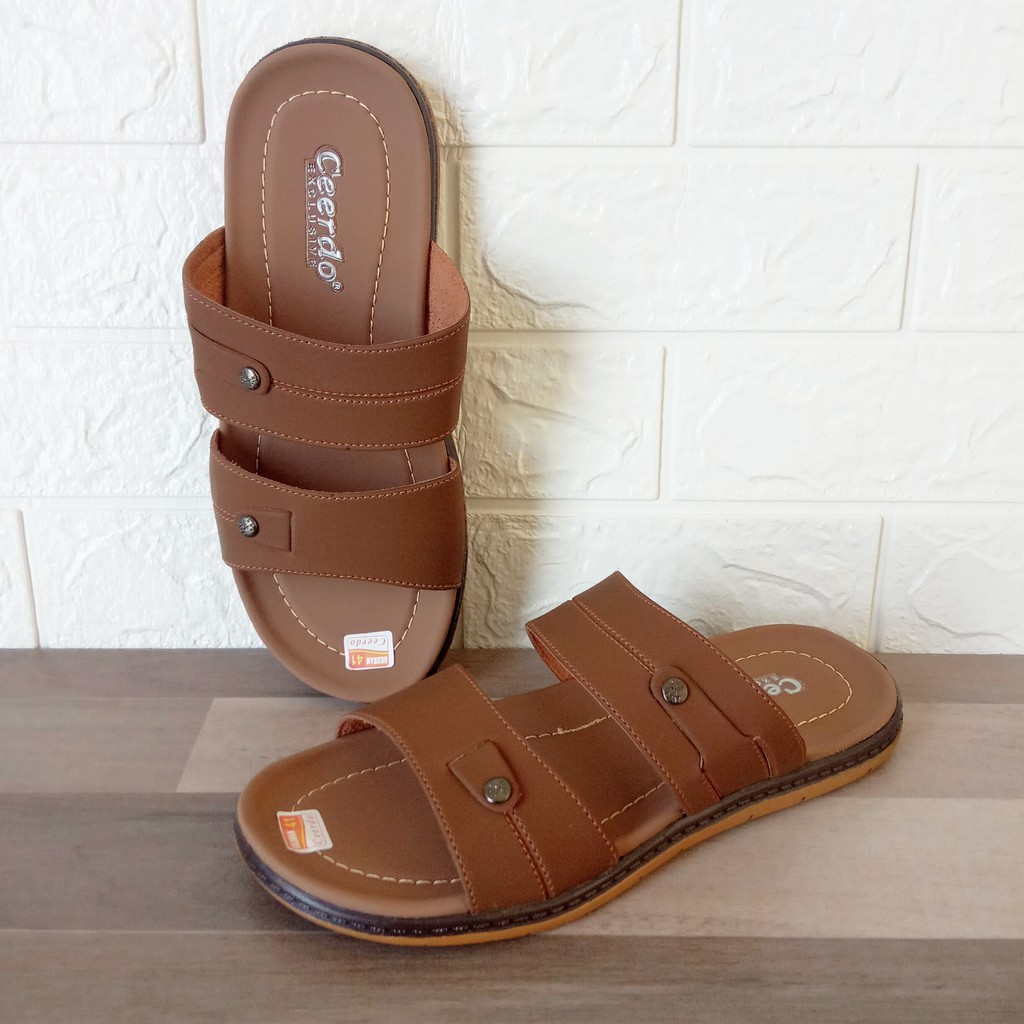 Sandal Slop Cowok 39 - 43 Casual Pria Dewasa Laki Laki Ceerdo Bahan Kulit Sintetis