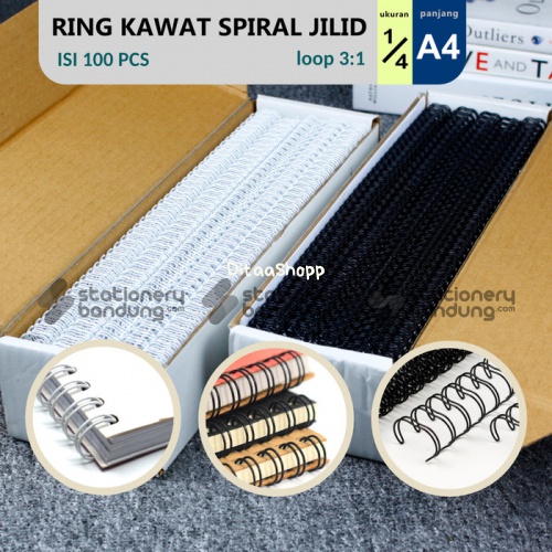 

Ring Kawat Spiral Jilid 1/4 A4 Spiral Wire 1/4 A4 3:1 35Lobang - Putih 024