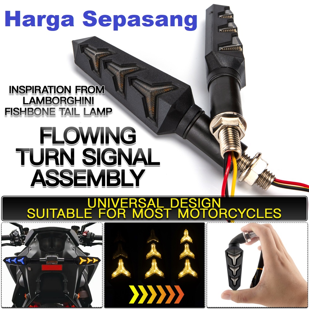 Lampu Sein LED DRL 2 Warna Sen Motor Jalan Running Model Lambo Lamborghini Pesawat Jet Moge Motor Laki KC031