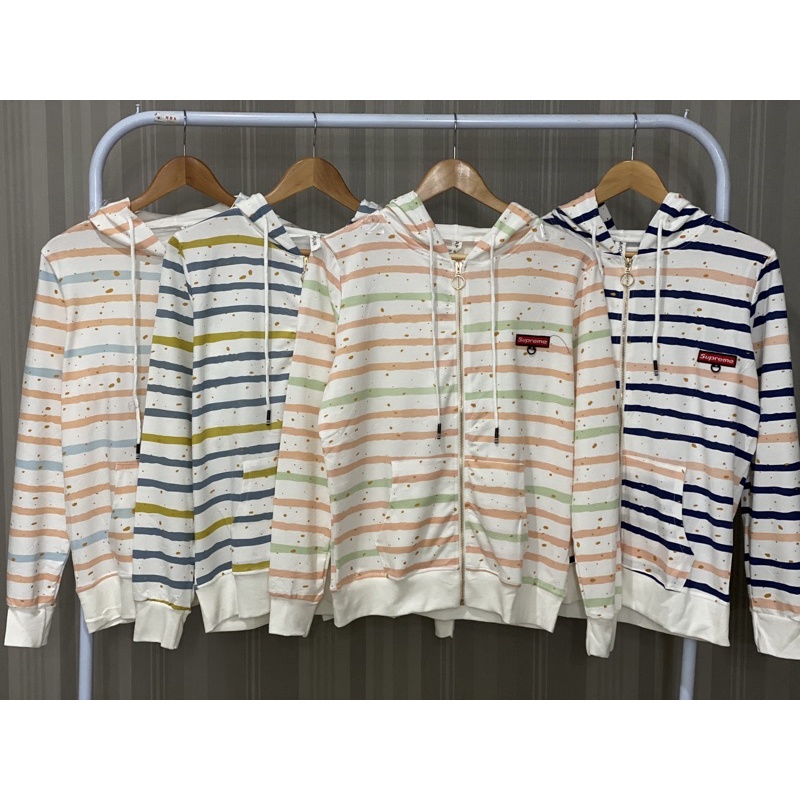 JAKET HOODIE KAOS IMPORT WANITA MOTIF SALUR BERCAK / JAKET HOODIE RESLETING IMPORT FIT S-XL