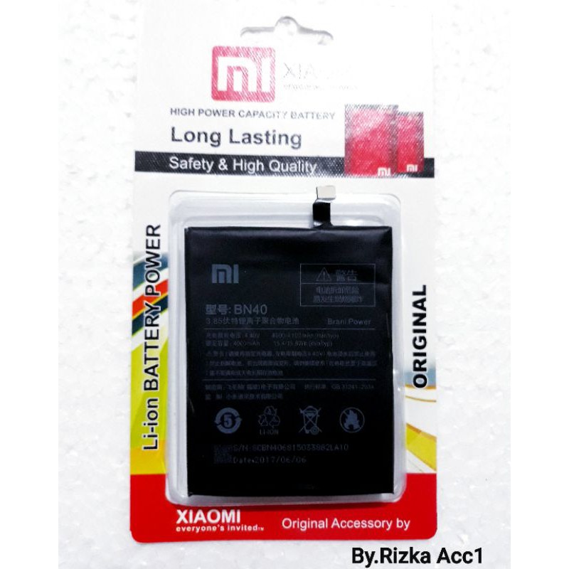 Baterai Batre Battery Xiaomi Redmi 4 Pro / Prime Mi BN40 BN-40 Original Battery Hp