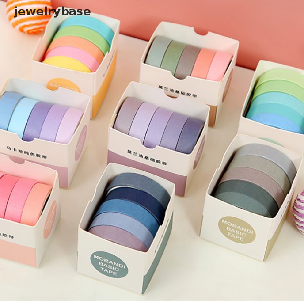 5 Roll / box Selotip Masking Tape Warna Solid Untuk Scrapbooking
