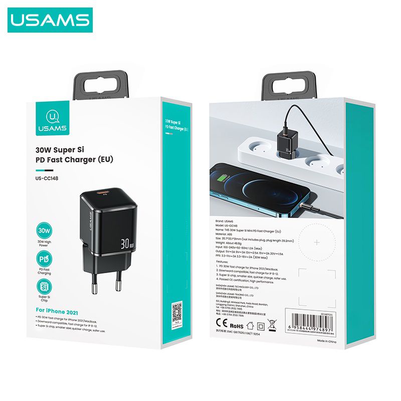 USAMS T45 Charger 30W Super Si PD Fast Charger