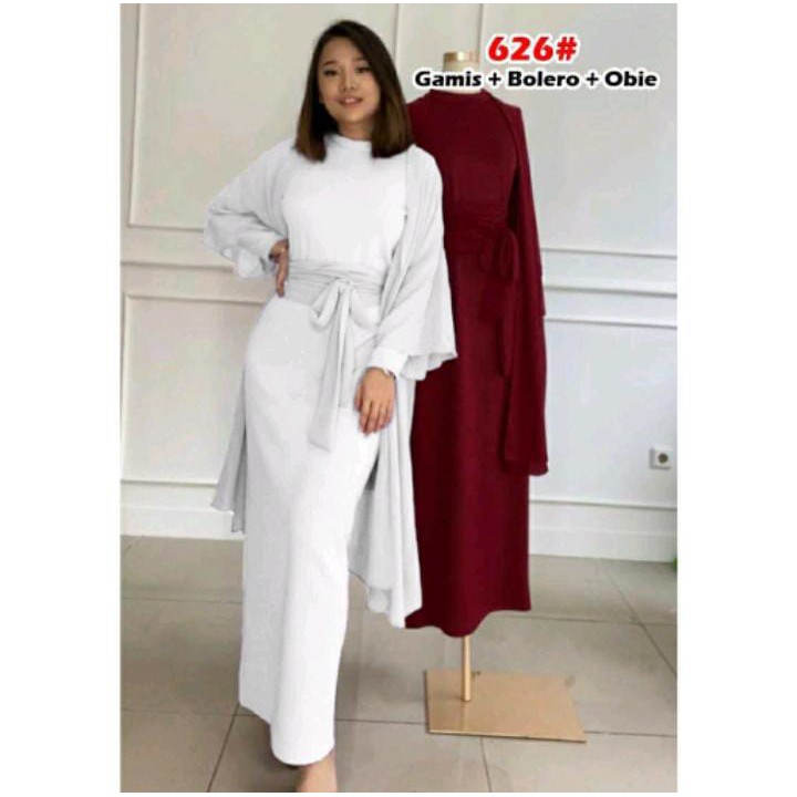 626#gamis+bolero+obie/dress muslim/dress bolero/fashion muslim wanita-putih
