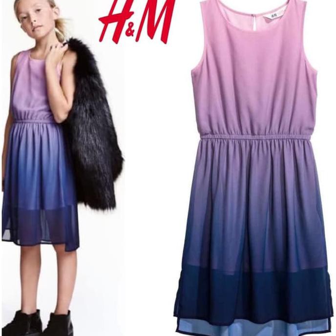 Barang Terbaru dres anak perempuan,,, Dress hnm junior gradasi sifon baju anak perempuan branded
